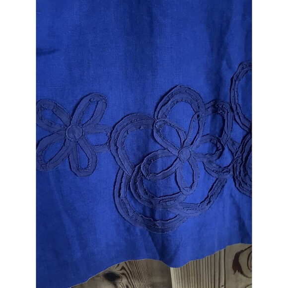 BODEN 100% Linen Royal Purple FLORAL Skirt A-Line US 12L - Picture 3 of 7